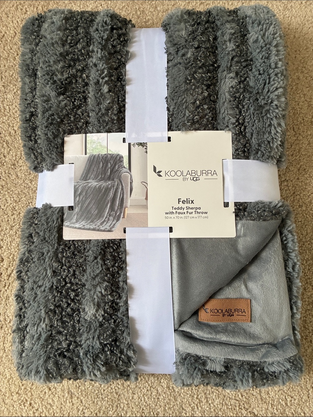 Brand New Koolaburra by UGG Felix Teddy Sherpa Throw Blanket Faux Fur 50” x 70”
